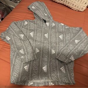 adidas Grey Hoodie with White Logo Print